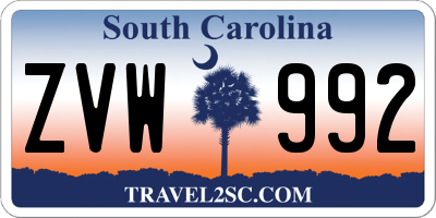 SC license plate ZVW992