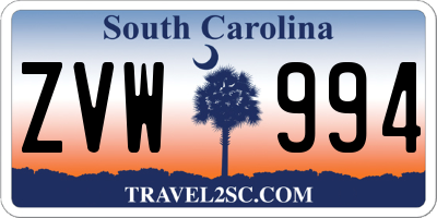 SC license plate ZVW994