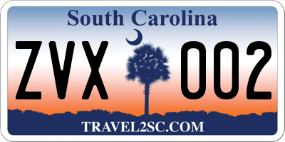 SC license plate ZVX002