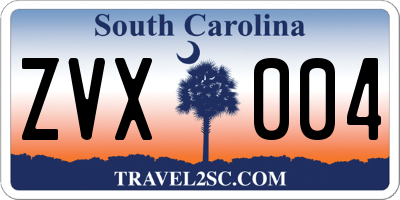SC license plate ZVX004