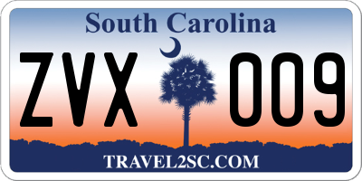 SC license plate ZVX009