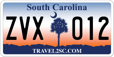 SC license plate ZVX012