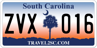 SC license plate ZVX016