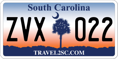 SC license plate ZVX022