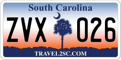 SC license plate ZVX026