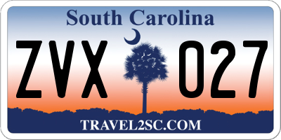 SC license plate ZVX027