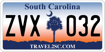 SC license plate ZVX032