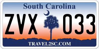 SC license plate ZVX033