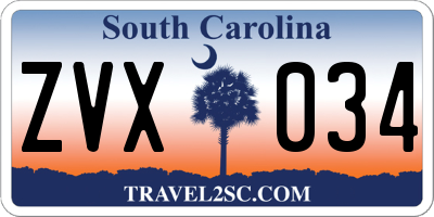 SC license plate ZVX034