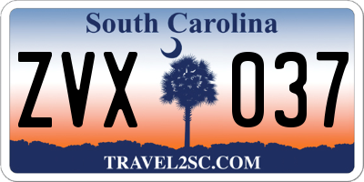 SC license plate ZVX037
