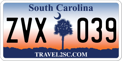 SC license plate ZVX039