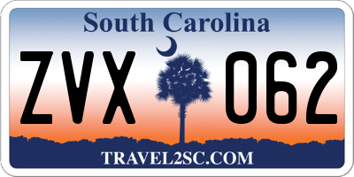 SC license plate ZVX062