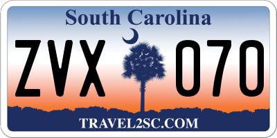 SC license plate ZVX070