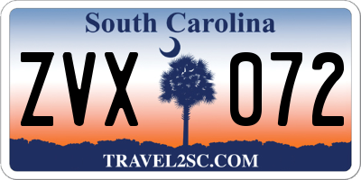 SC license plate ZVX072