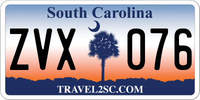 SC license plate ZVX076