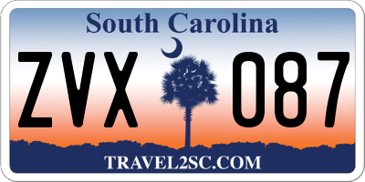 SC license plate ZVX087