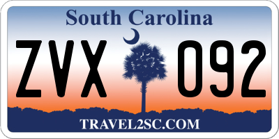 SC license plate ZVX092