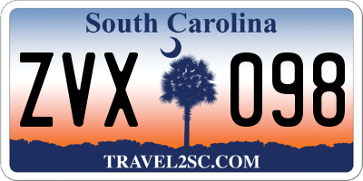 SC license plate ZVX098