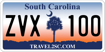 SC license plate ZVX100