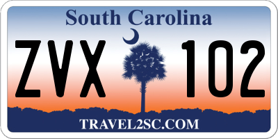 SC license plate ZVX102