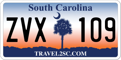 SC license plate ZVX109