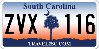 SC license plate ZVX116