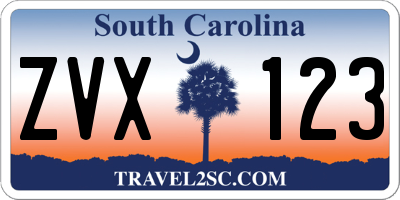 SC license plate ZVX123