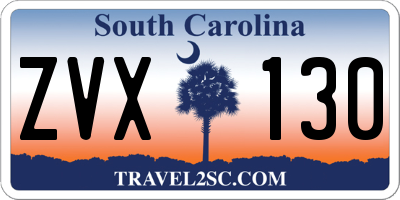 SC license plate ZVX130