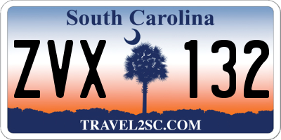 SC license plate ZVX132