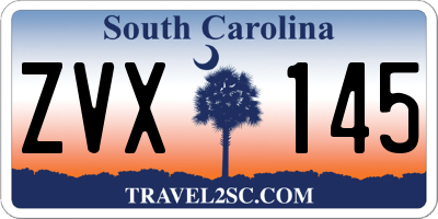 SC license plate ZVX145