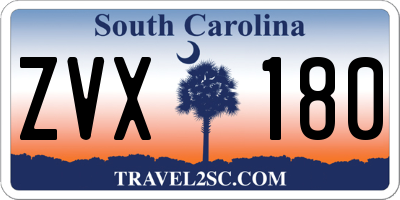 SC license plate ZVX180