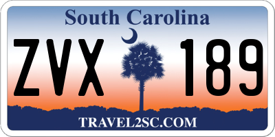SC license plate ZVX189