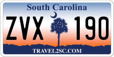 SC license plate ZVX190