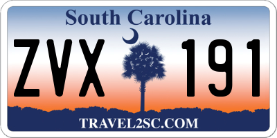 SC license plate ZVX191