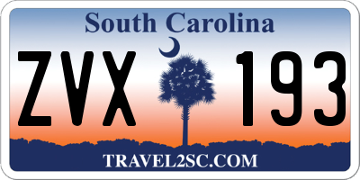 SC license plate ZVX193