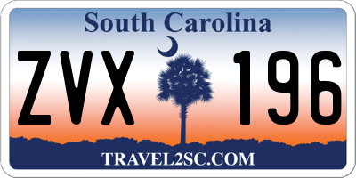 SC license plate ZVX196