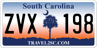 SC license plate ZVX198