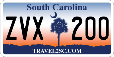 SC license plate ZVX200