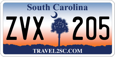 SC license plate ZVX205