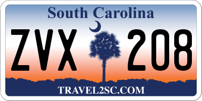 SC license plate ZVX208