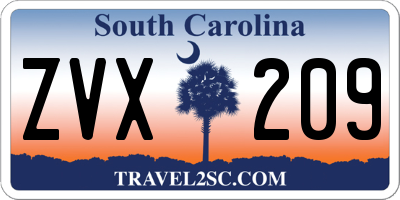 SC license plate ZVX209