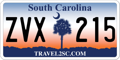 SC license plate ZVX215