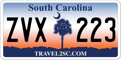 SC license plate ZVX223