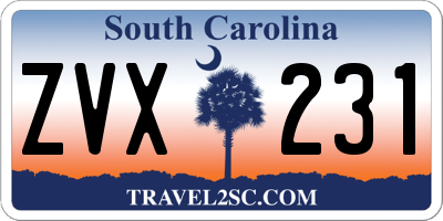 SC license plate ZVX231