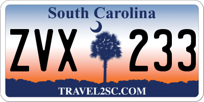 SC license plate ZVX233