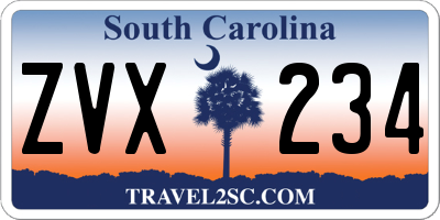 SC license plate ZVX234