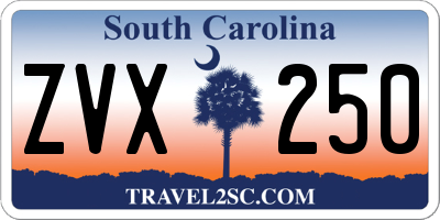 SC license plate ZVX250