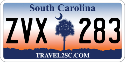 SC license plate ZVX283