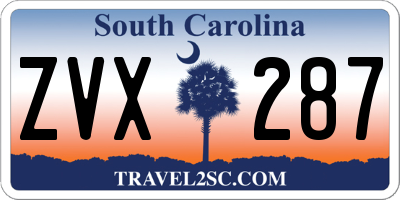 SC license plate ZVX287