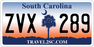 SC license plate ZVX289